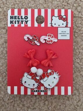 Hello Kitty Red & White Holiday Earring Set